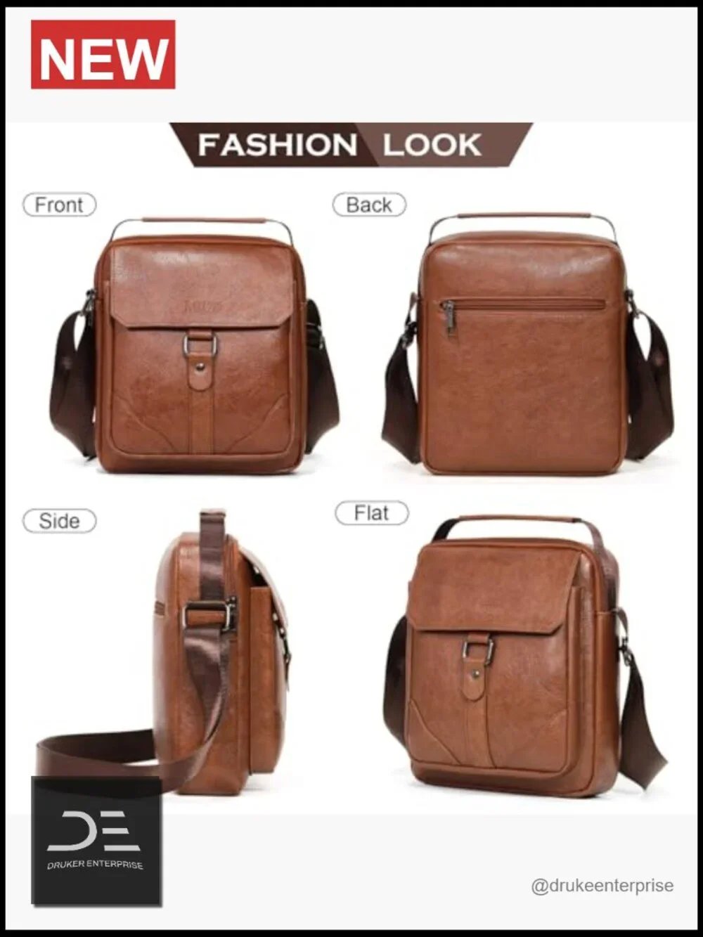 PU Leather Crossbody Messenger Bag for Men Handbag Sling Shoulder Bag